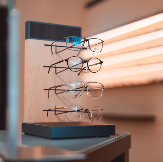 Brillenpräsentation im Store von Augenoptik Gehrke in Bad Doberan